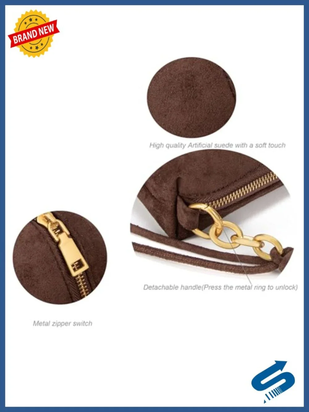 Faux Suede Hobo Crossbody Bag with Adjustable Strap